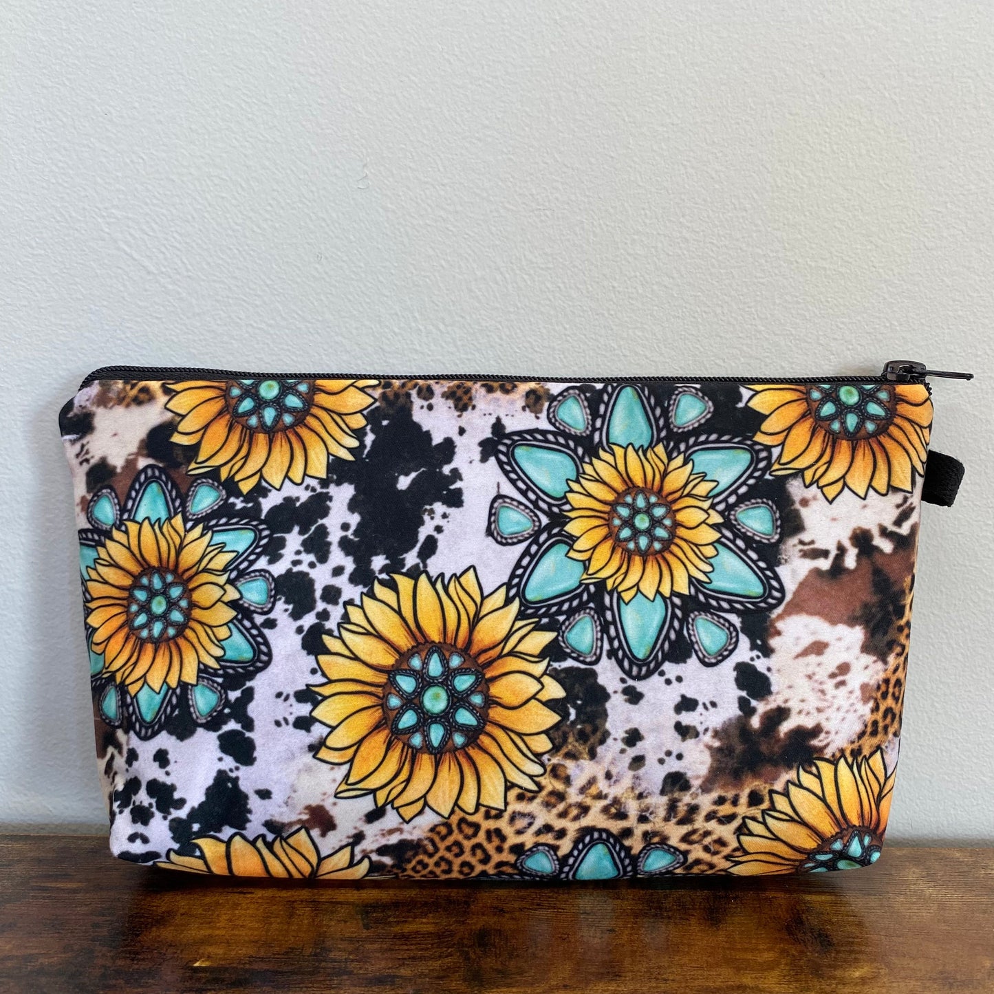 Pouch - Floral Sunflower, Turquoise